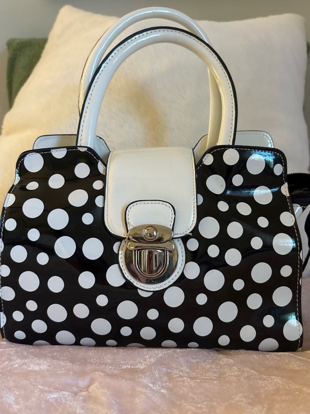 Polka Dot crossbody/ Handbag - Black & White